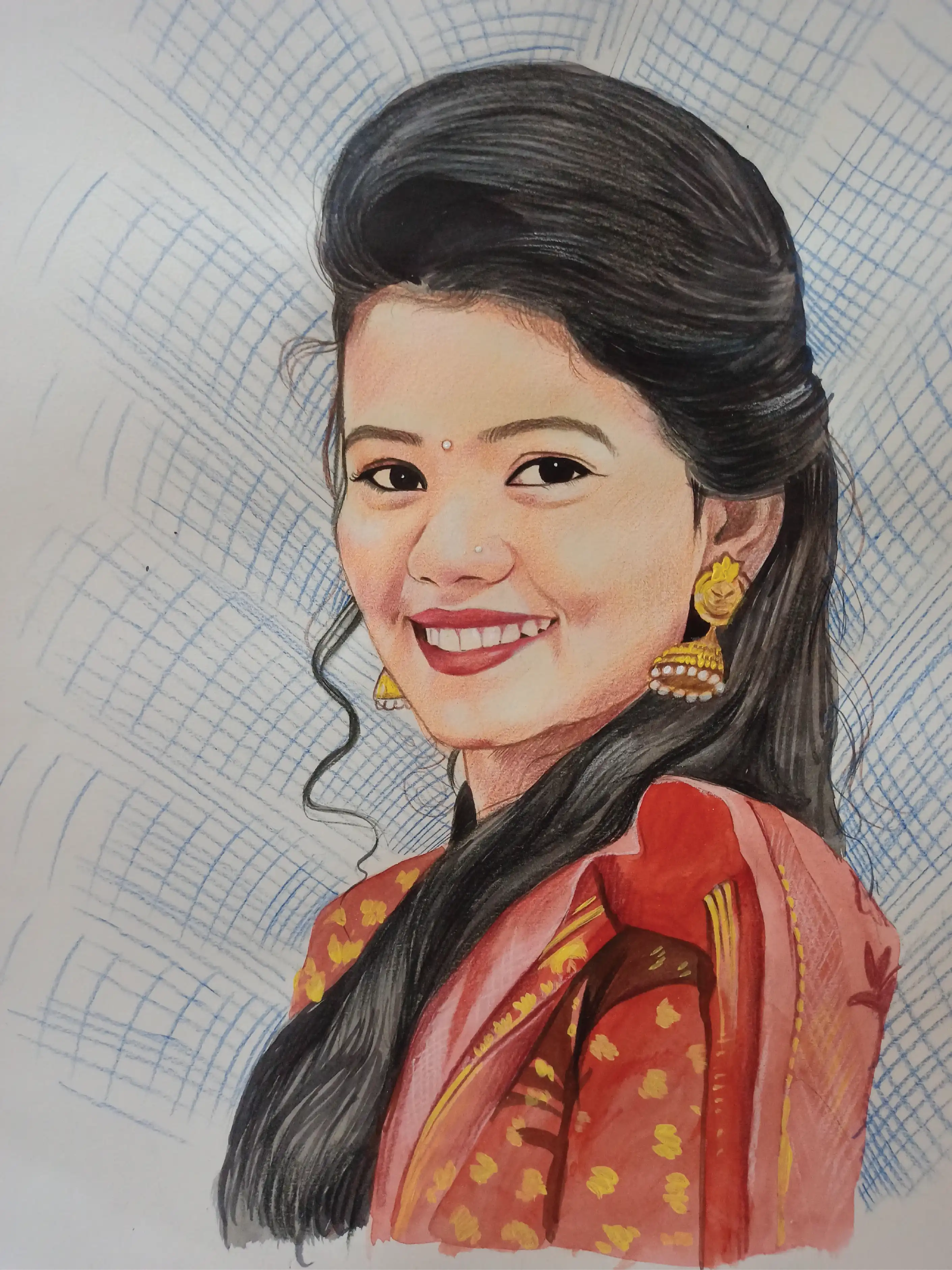 Woman Portrait — Coloured Sketch